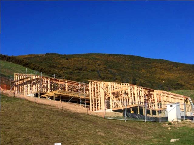 Wooden framing going up